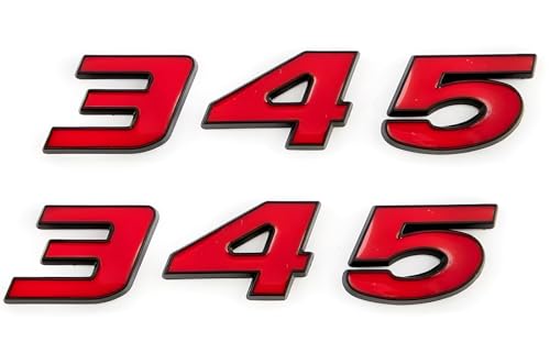 Image of Pair Set 345 Passenger & Driver Side Emblems 3D Badge Sticker Nameplates (Black Red)