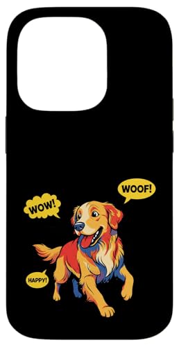 Carcasa para iPhone 14 Pro Golden Retriever Ilustración cómica de Arte Pop