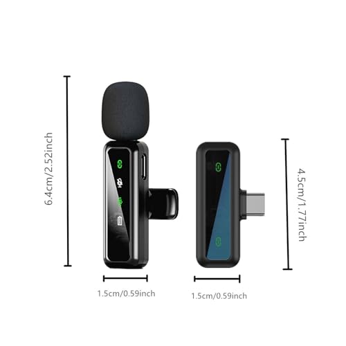 Image of Wireless Lavalier Microphone for iPhone - iPad, Android Phone Computer, Mini Microphone for Live Streaming, Video Recording, Outdoor or Indoor Interviews, YouTube, TikTok, Vlog (Black)