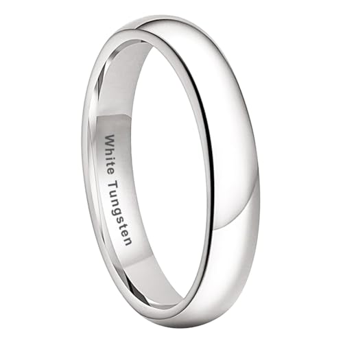 Image of TUTISS 2mm 3mm 4mm 5mm 6mm 7mm 8mm 10mm White Tungsten Rings for Men Women Engagement Wedding Bands Domed Polished Shiny Comfort Fit