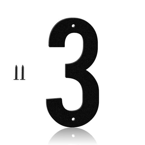 10 Inch Metal House Numbers, Black Metal Numbers and Letters, Outdoors Mailbox Numbers and House Numbers, Modern House Address Signs, Suitable for Houses, Apartments, Streets, Outdoors(3)