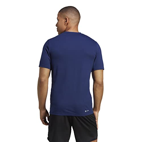 adidas Hombre Train Essentials Feelready Logo Training Tee, Dark Blue / White, L