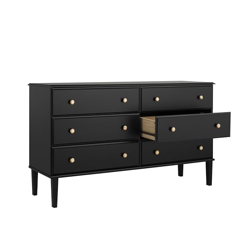 Image of Prepac Lux Dresser, Black Dresser for Bedroom, Chest of Drawers with 6 Drawers 18.5 inch D x 56.25 inch W x 33 inch H, BDBR-2306-1