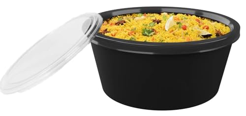 Image of [500 ml, 25 Count, Round, Black Reusable Plastic Food Storage Containers with Lid | Airtight, Microwave Safe Containers | Perfect for Meal Prep, Storage, Takeaway & Food Delivery
