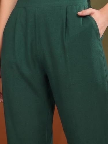 Image of Yash Gallery Women's Regular Fit Mid Rise Solid Lycra Trouser Regular Pants