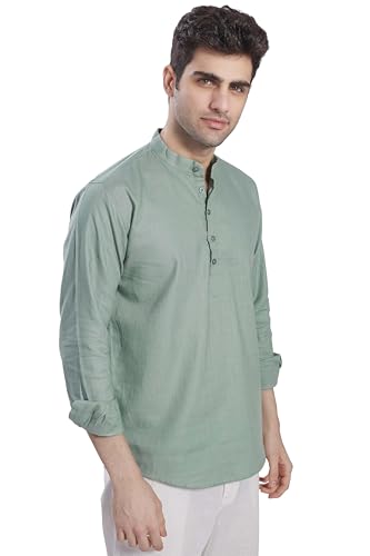 Image of DIVISIVE Men's Slim Fit Full Sleeves Cotton Short Kurta