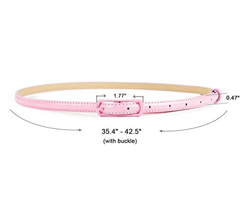 Selighting Women's Solid Color Faux Leather Skinny Belts for Dresses (One Size, Pink)3
