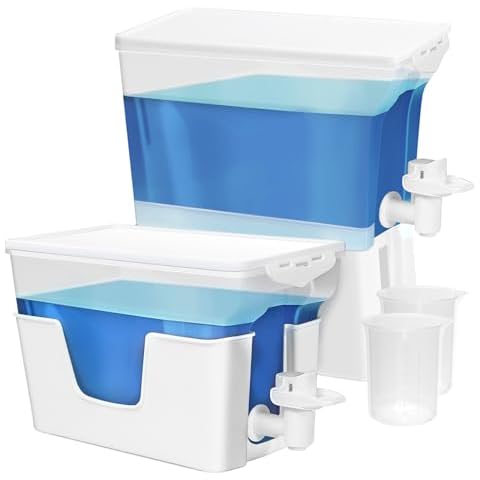 Conworld Liquid Laundry Detergent Dispenser - High Flow Rate, Not Easy to Leak, Laundry Soap Dispenser for Laundry Room Organization, Fabric Softener Dispenser with a Cup (1.16 Gallons, 2Pcs) Cover