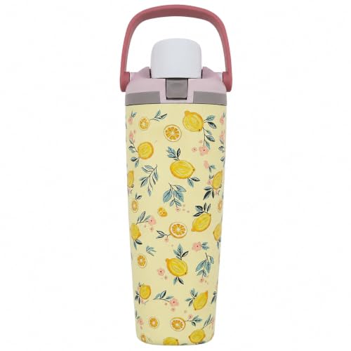 Image of HomeCloud 900ML Stainless Steel Water Bottle - Double-Wall Vacuum Insulated, Leakproof Straw Lid, BPA-Free Reusable Travel Flask with Two-Way Spout for Gym, Office & Outdoor Use (Yellow)