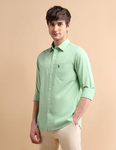 Image of U.S. POLO ASSN. Textured Shirts for Men - 100% Cotton, Full Sleeve Mens Casual Shirts
