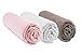 Lot de 3 Draps Housse pour Couffin 32x72 cm Ovale | Rose Blanc Taupe | 100% Bambou | pour Matelas Ovale pour Couffin, Nacelle, Landau 32 x 72 cm| Marque Easy Dort | Oeko Tex | Fabriqué en Europe |