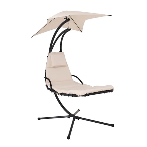 Home Deluxe - Schwebeliege - SAN REMO - inkl. Polsterauflage, Sonnendach und komplettem Montagematerial I Sonnenliege Hängesessel Gartenliege