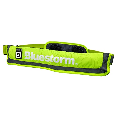 BLUESTORM Cirro 16 Manual Inflatable Belt Pack for Adults | US Coast Guard (USCG) Approved Life Jacket Waist Belt PFD for SUP Paddleboarding, Fishing & More (HI-VIS Green)