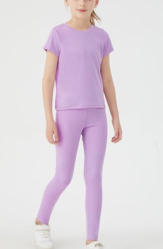 Image of DANI CHINS Girl Athletic Shirt and Compression Leggings Set for Casual Workout Sports