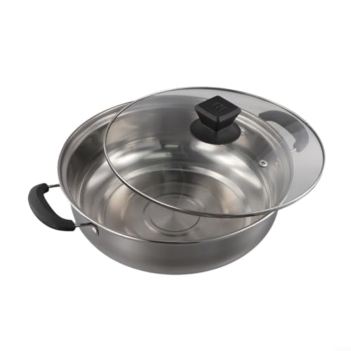 Olla caliente de diseño inteligente en acero inoxidable con tapa transparente y asas seguras (28 cm)