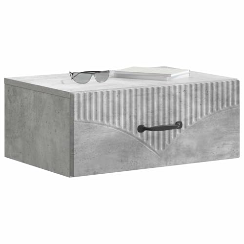 Table de chevet murale gris béton 49cm avec tiroir
