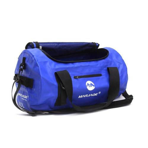 AMSLSIU Sac de sport étanche grande capacité sac à de extérieur poche PVC avec poignée à main Rafting moto voyage, Bleu, 30L
