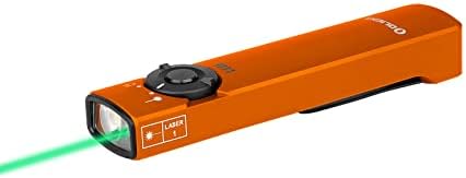 OLIGHT Arkfeld Flat Flashlight 1000 Lumens Dual Light Source EDC Lights with Green Beam and White LED Combo, Powered by Rechargeable Built-in Battery for Outdoors, Emergency, Work (Orange Cool White)