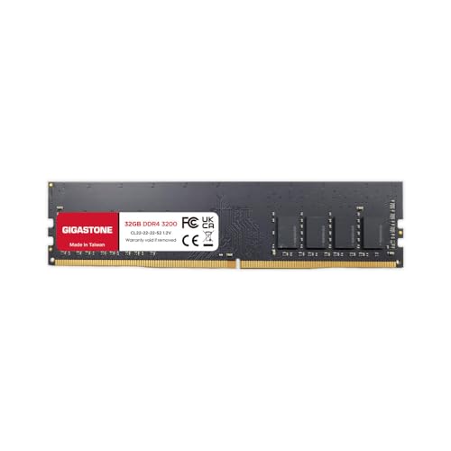 Image of 【DDR4 RAM】 Gigastone Desktop RAM 32GB DDR4 32GB DDR4-3200MHz PC4-25600 CL22 1.2V 288 Pin Unbuffered Non ECC UDIMM for PC Computer Desktop Memory Module (Desktop ONLY)