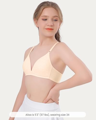 Girls Training Bra Cotton Sports Bra for Teen Girl 10-16 Adjustable Straps Cute Bras Soft Padded Supportive Wireless2