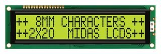 Écran ALPHANUMERIC, 20 x 2, jaune/GRN, écrans LCD alphanumériques, Qté.1 | MC22008B6W-SPTLY-V2