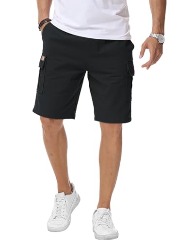 HMIYA Kurze Hosen Herren Cargo Shorts Baumwolle Bermuda Shorts Sommer Cargohose Herren kurz mit Taschen