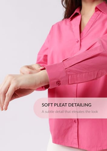 Image of FYLTR Women's Oversized Solid Shirt - 100% Cotton | Full Sleeve | Oversized Fit | Shirts for Women