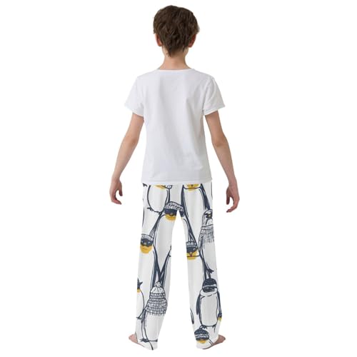 ZZXXB Winter Cartoon Penguins Boys Long Pants Soft Trousers Elastic Waist Kids Lounge Bottoms with Pockets S-XL3