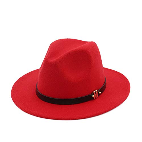 tanxinxing Chapeau de jazz moderne pour homme avec ceinture - Chapeau panama à bord plat - Couleur : rouge - Taille : 59-60 cm Cover