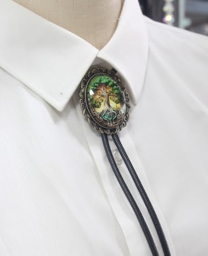 Image of PEARLY JUN Bolo Tie for Women Men Flower Rose Western Cowboy Brown Leather Country Style String Vest Gifts