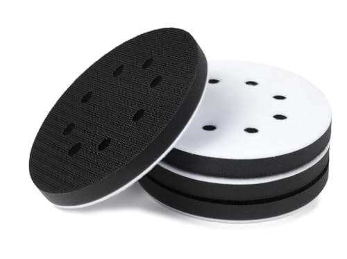 YUCDXFV 4Pack 5 Inch 8 Holes Orbital Sander Foam Pad,Hook and Loop Foam Sanding Pads,Sponge Cushion Buffer Backing Pad for Orbital Sander