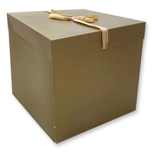 Gift Box 30x30cm Gold with Satin Ribbon | Perfect for Special Occasions and Luxury Gifts