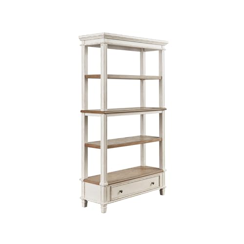 Signature Design by Ashley Realyn French Country 75" Bookcase with Drawer, Chipped White