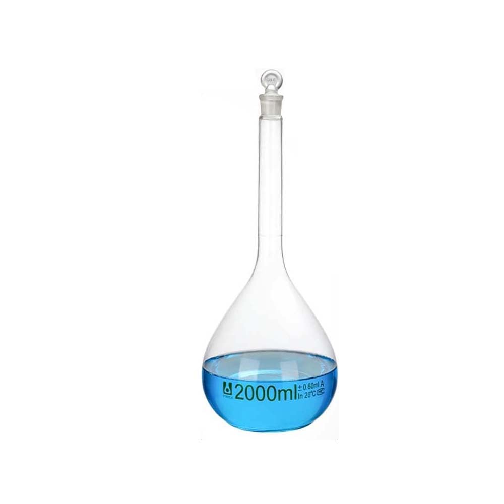 Messkolben Aus Transparentem Borosilikatglas Der Klasse A Mit Stopfen – G3.3 Laborglaswaren (5/10/25/50/100/200/250/500/1000/2000ml) – Hohe Präzision For Lösungsherstellung Und Verdünnung(2000ml)