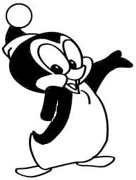 Fan Art Rendition Chilly Willy The Penguin Inviting Arm 5.5" Tall Classic Cartoon TV Series Custom Logo Die Cut Decal - Black Color