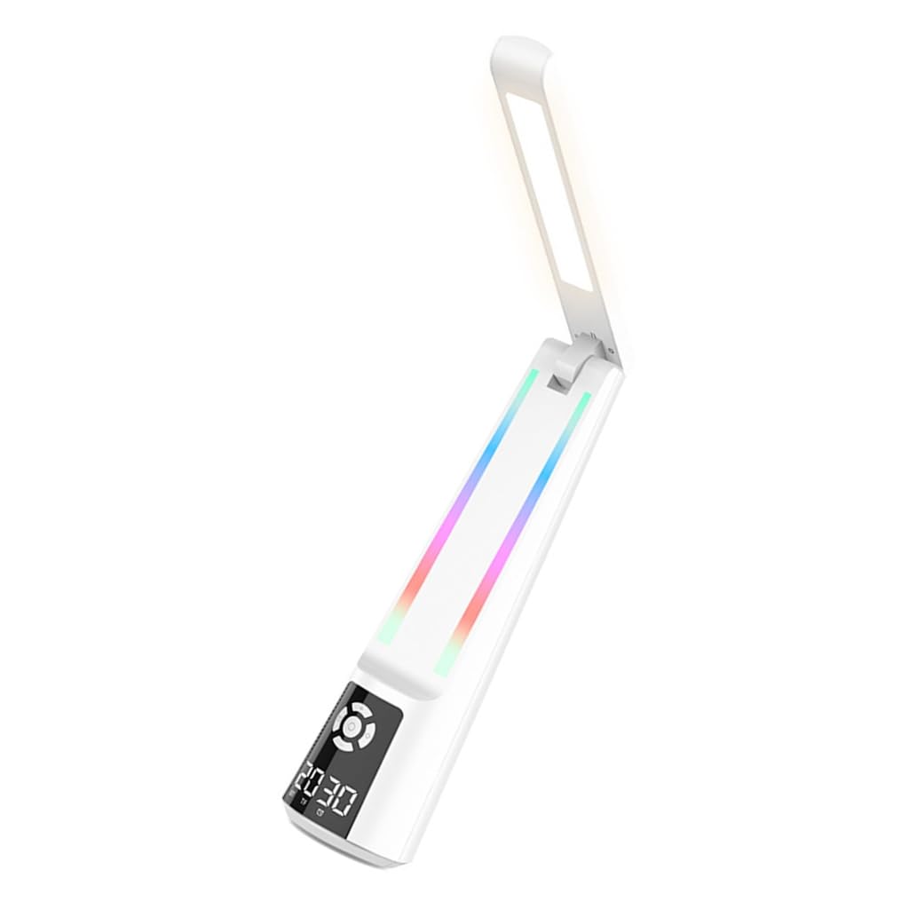 Wielofunkcyjna ściemniana lampa do nauki, składana lampa biurkowa LED z budzikiem i głośnikiem, przenośna lampka nocna do akademika