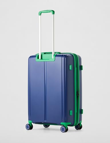 Image of United Colors of Benetton Mid Hard Luggage Emerald Plus - Navy | Check-in Trolley Bag with TSA Lock | 360 Spinner Double Wheels | Telescopic Handle | PC Shell Suitcase | 65cm | 82L Capacity