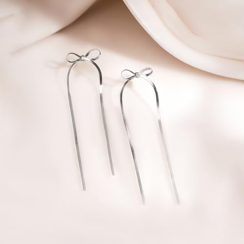 Image of Rubans Demi Fine Stainless Steel Dangler Earrings CZ Gift for Women & Girls