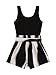 SOLY HUX Women's Summer Sleeveless Belted Tank Romper Short Jumpsuit Black and White Stripe X-Large