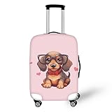 Homeyang Funda Maleta Cabina Corazón Perro Rosa Funda Maleta Protectora Elástico Spandex Poliéster Lavable Cubierta de Equipaje 18-32 Pulgadas Fundas Maletas de Viaje (S)