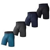 Pair of Thieves Every Day Kit Soft Cotton Long Boxer Briefs for Men Pack (4 Pack), Navy, Large