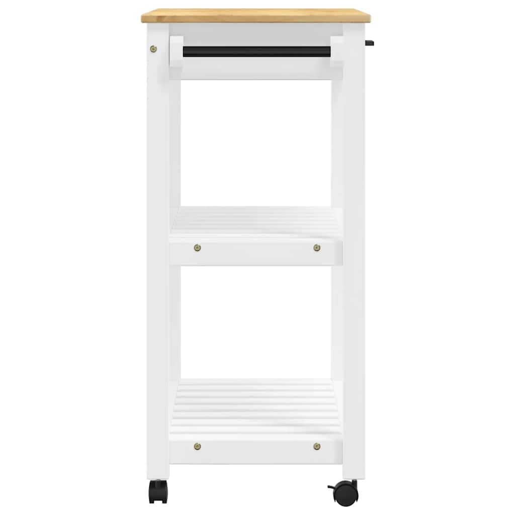 Carro de cocina Monza 84 x 40 x 88,5 cm de madera maciza de pino con cajón y 3 estantes para uso versátil en la cocina, salón y espacio de trabajo
