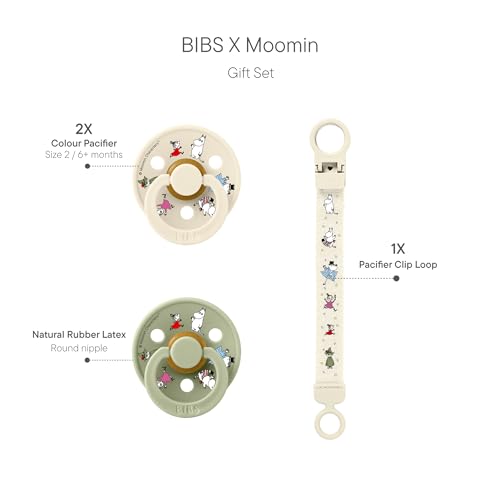 BIBS x Moomin Coffret Cadeau Tétine et Attache Loop Idéal Naissance