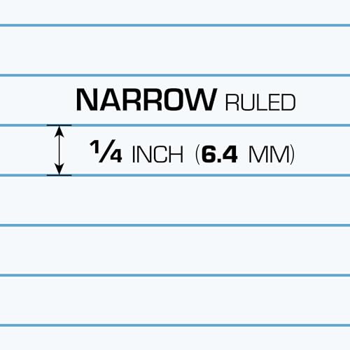 TUL® Blocos de escrita, tamanho júnior, régua estreita, 50 folhas por bloco, branco, pacote com 6 bl