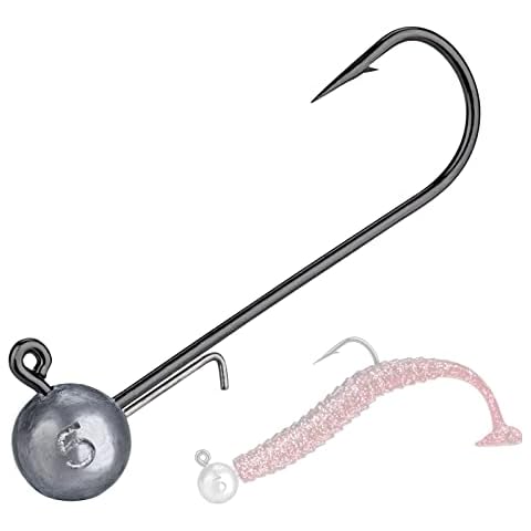 Gancho de Pesca, Plantilla de Pesca, Gancho de Cabeza de Plomo, Anzuelo de Plomo, Anzuelo para Pesca para Agua Salada de Agua Dulce (14g - 10 Piezas) Cover
