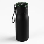PureHalo UV Self-Cleaning Smart Water Bottle, Temperature Display (°C), Hydration Reminder, 500 ml Vacuum Insulated 12–24h Hot & Cold, 316 Stainless Steel, Leakproof, USB-C Rechargeable, IPX7 (Black)