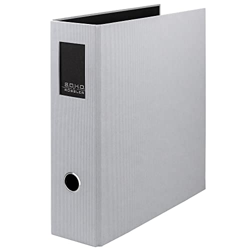 Rössler SOHO Ordner DIN A4 mit Rückenschild | Ordner A4 breit | Aktenordner | Ringordner breit mit Griffloch | mit Hebelmechanik | 320 x 285 x 80 mm | 1 Stück | Farbe: Grau | Stone
