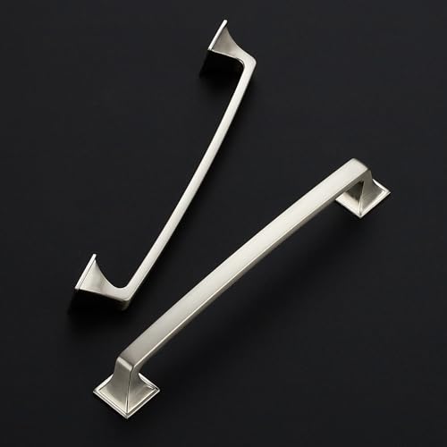 Image of Ravinte Brushed Nickel Cabinet Handles Arch Pulls 6-1 /4 Inch 30 Pack | Square Foot Arch Pulls, Solid Zinc Alloy, Easy Install, Modern Design, Screws Provided, for Drawers & Cupboards