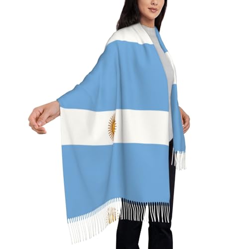 Argentine Flag 77.6"*28.3"Oversized Women'S Traditional Scarf Wraptassel Fringes Poncho Shawl Printing Shawl4