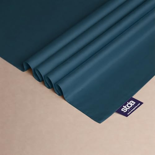 Image of Stoa Paris 350TC Luxstre Cotton Super King Flat Bedding Set for King & Double Size Beds with 2 Pillow Covers, 274cm x 274 cm Bedsheet, All-Season Comfort, Breathable, Home Decor, Panache - Teal